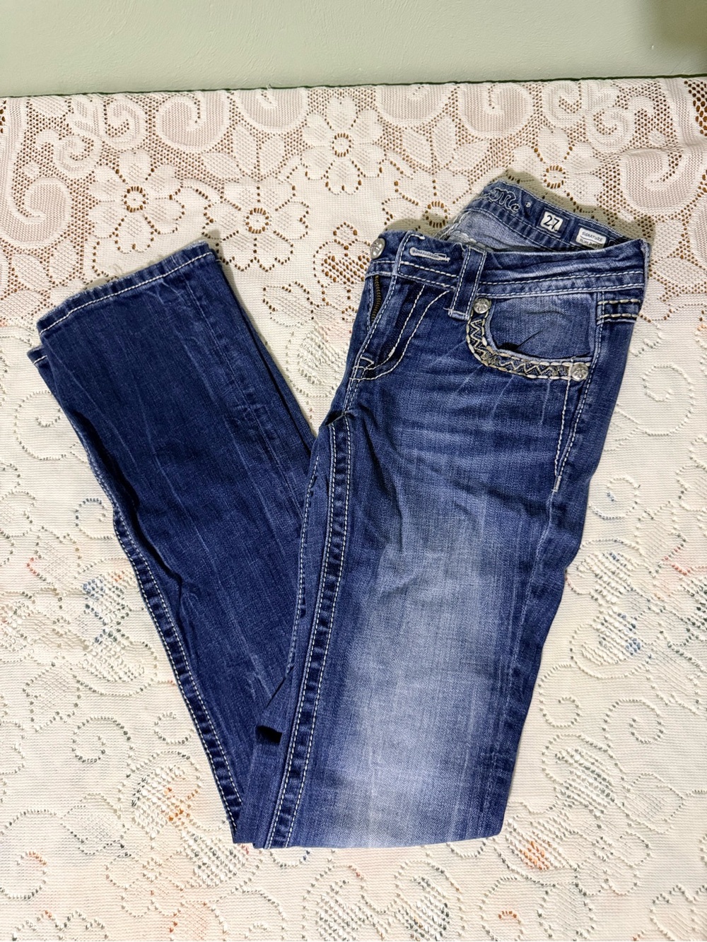 Miss Me Denim Jeans with Embroidered Pocket Detail